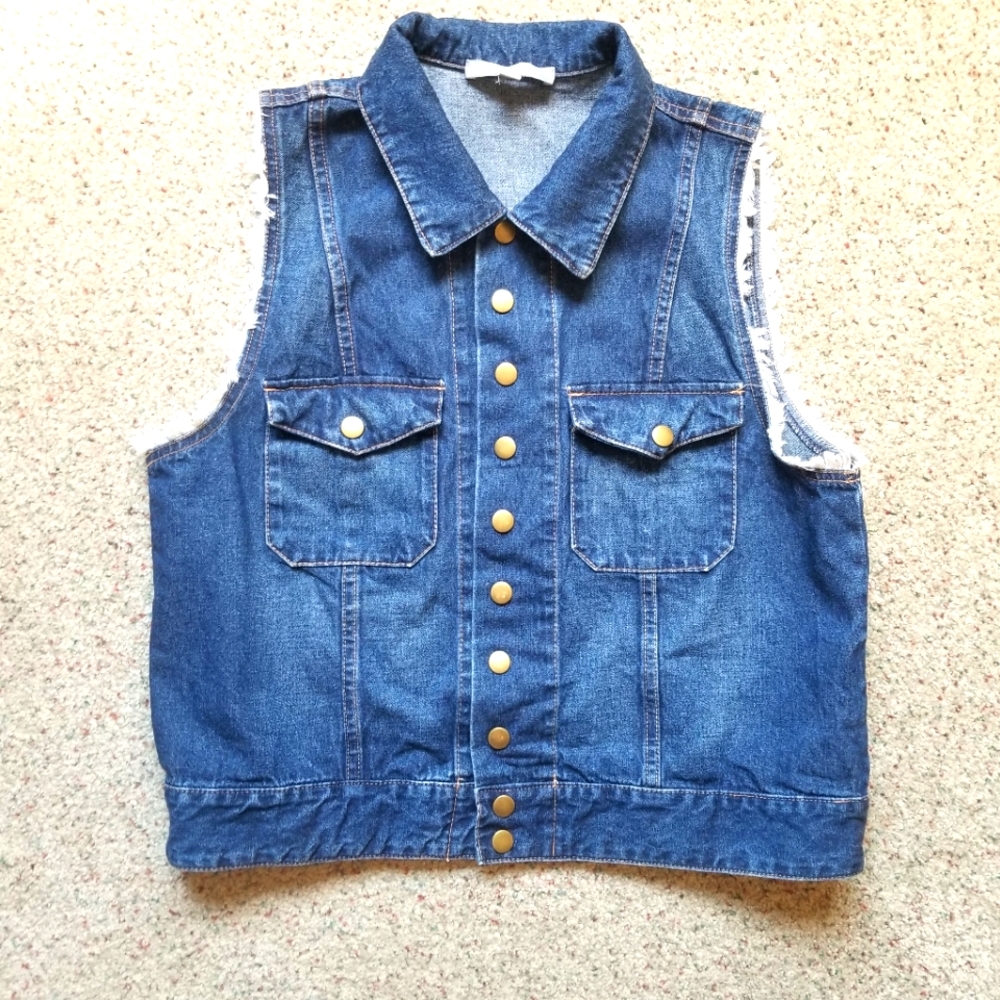 NY Collection denim snap vest Festival L